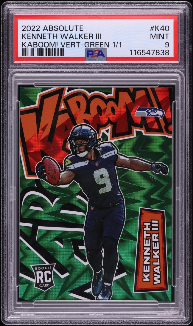 2022 Absolute Kaboom! Vertical Green Kenneth Walker III ROOKIE 1/1 #K40 PSA 9 MINT - Photo 1