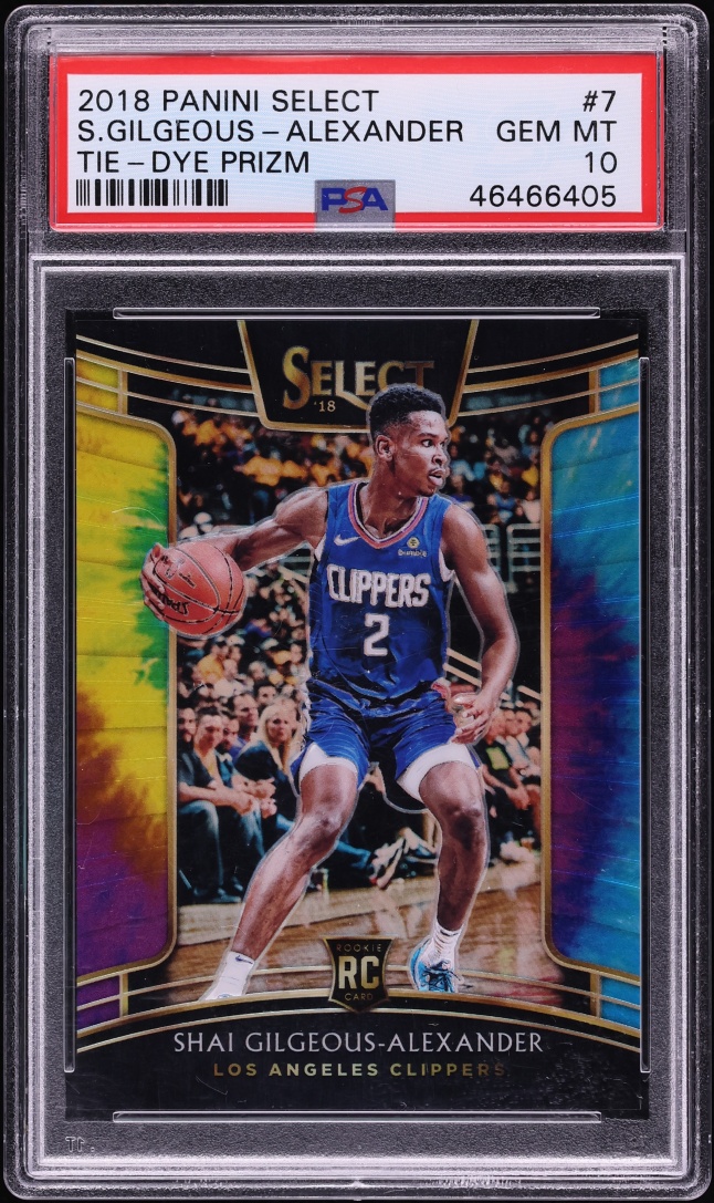 2018 Select Concourse Tie-Dye Prizm Shai Gilgeous-Alexander ROOKIE /25 #7 PSA 10 - Photo 1