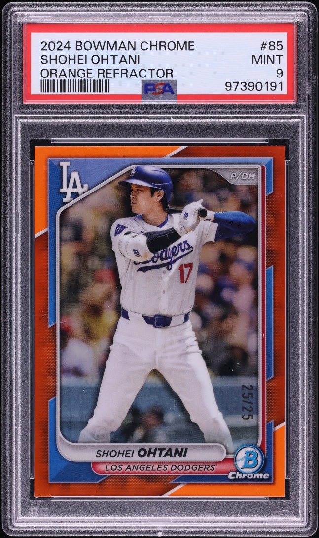 2024 Bowman Chrome Orange Refractor Shohei Ohtani 25/25 #85 PSA 9 MINT - Photo 1