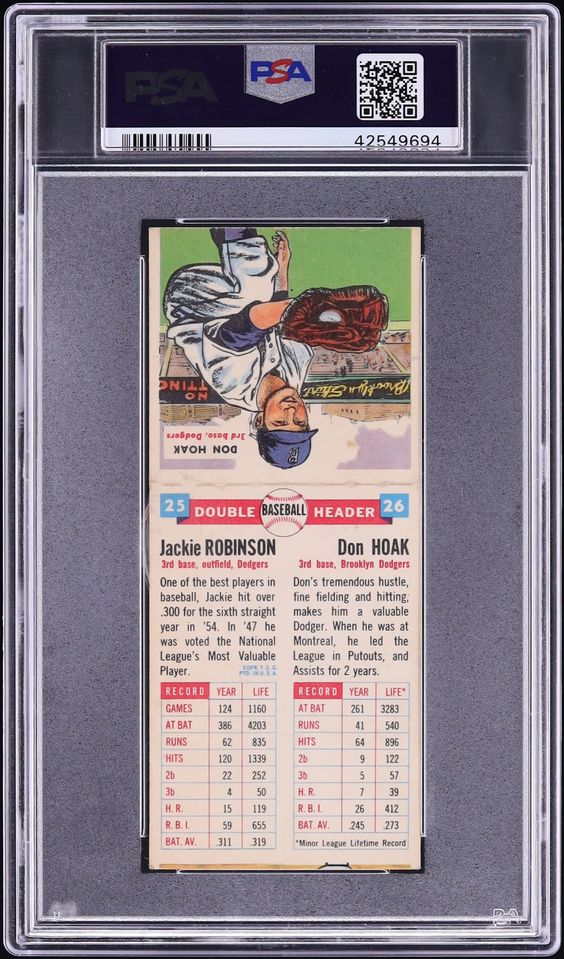 1955 Topps Doubleheaders Jackie Robinson & Don Hoak #25-26 PSA 5 EX