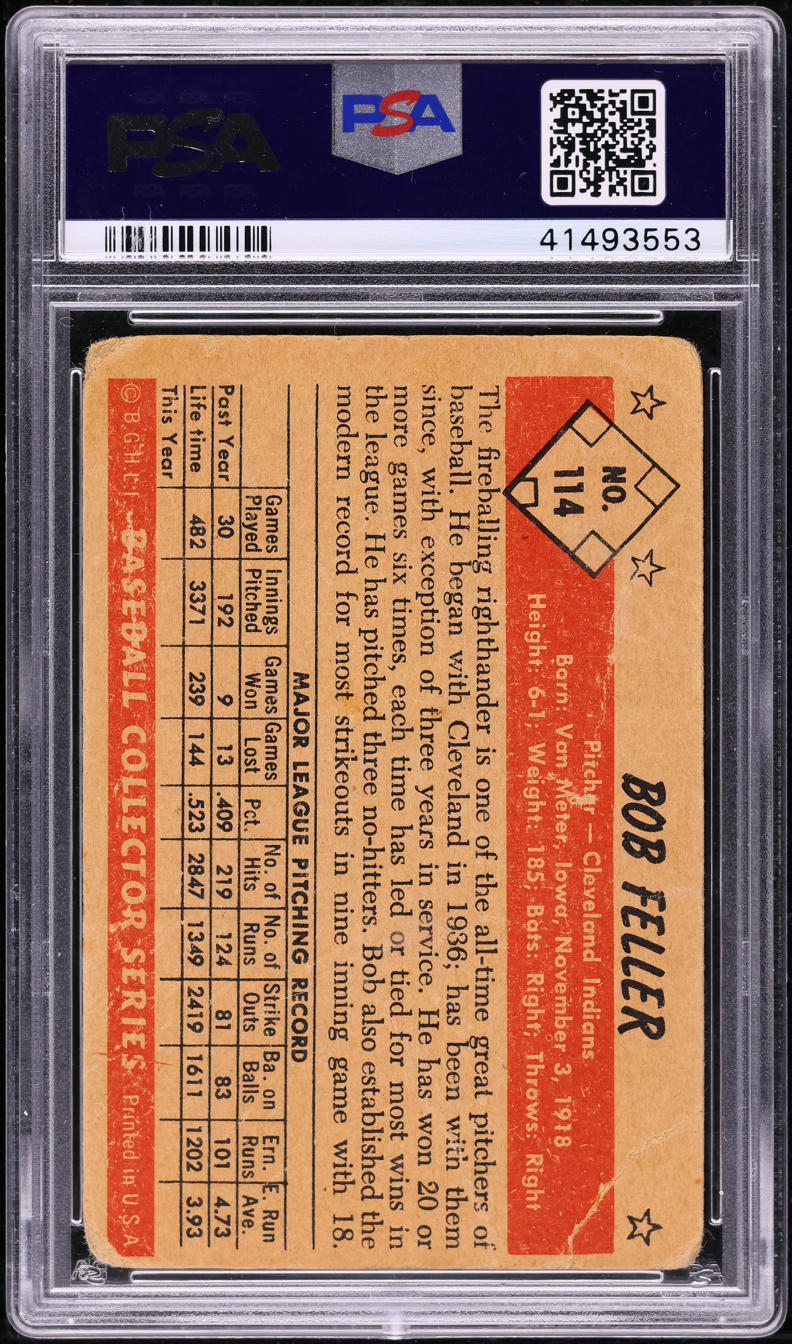 1953 Bowman Color Bob Feller #114 PSA 1 PR