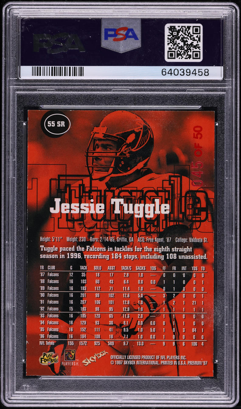 1997 Skybox Premium Rubies Jessie Tuggle /50 #55SR PSA 8 NM-MT