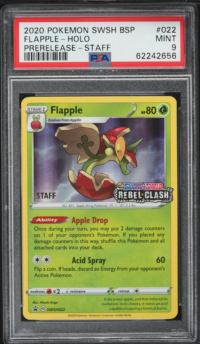 2020 Pokemon SWSH Black Star Promo Prerelease Staff Holo Flapple #22 PSA 9 MINT