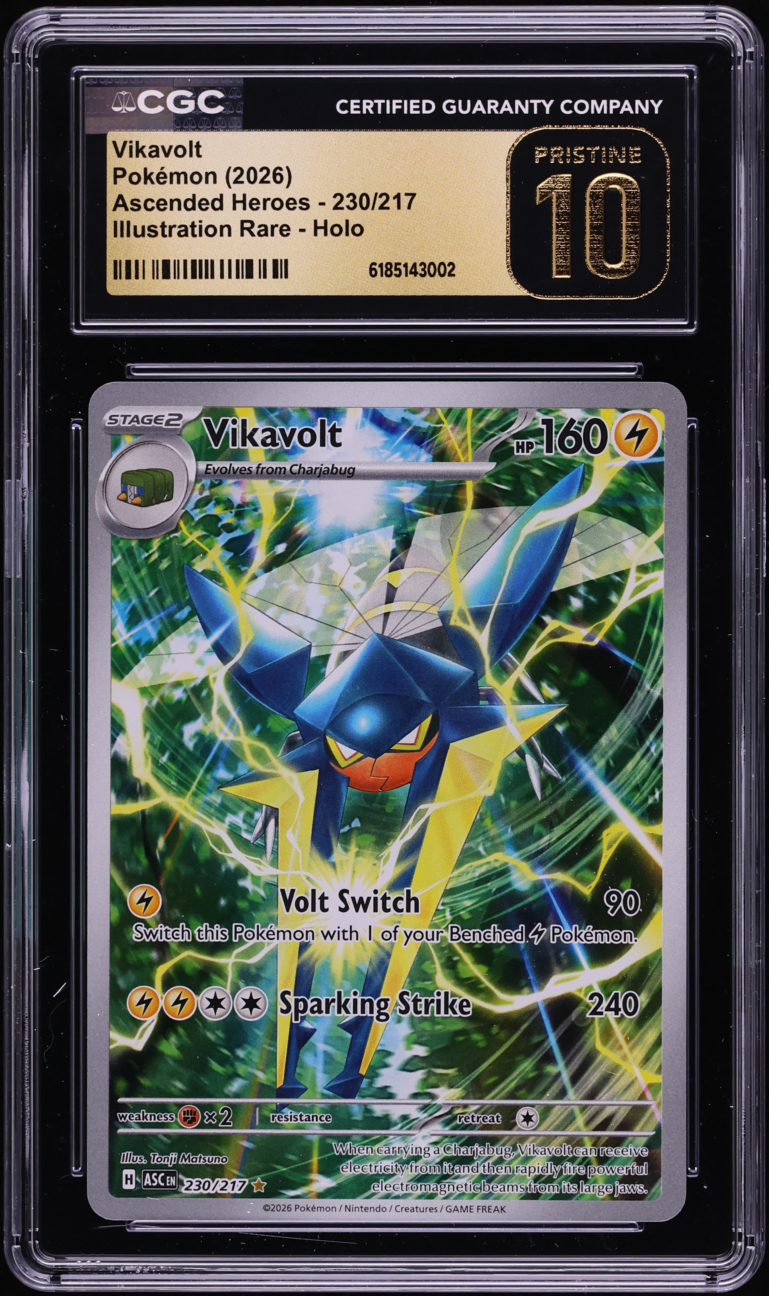 2026 Pokemon Mega Evolution Ascended Heroes IR Vikavolt #230 CGC 10 PRISTINE