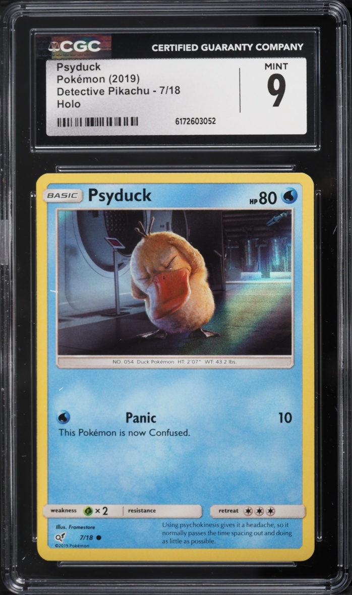 2019 Pokemon Sun & Moon Detective Pikachu Holo Psyduck #7 CGC 9 MINT