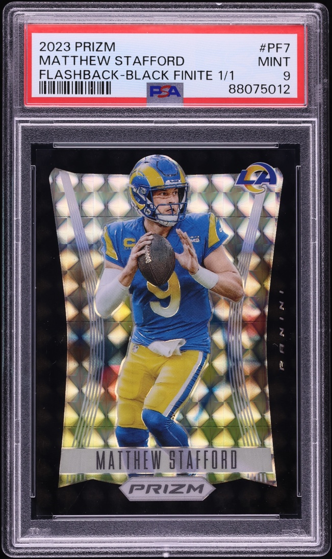 2023 Panini Prizm Flashback Black Finite Matthew Stafford 1/1 #PF-7 PSA 9 MINT