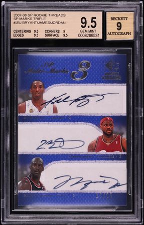 2007 SP Threads Kobe Bryant LeBron James Michael Jordan AUTO /25