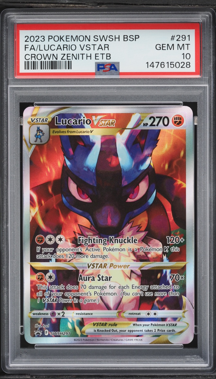 2023 Pokemon Sword & Shield Promo Crown Zenith ETB Full Art Lucario VSTAR #SWSH291 PSA 10 GEM
