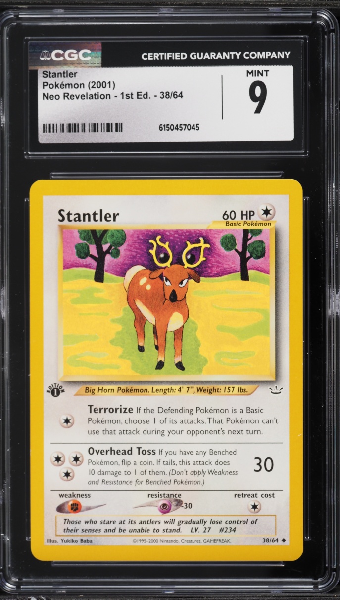 2001 Pokemon Neo Revelation 1st Edition Stantler #38 CGC 9 MINT