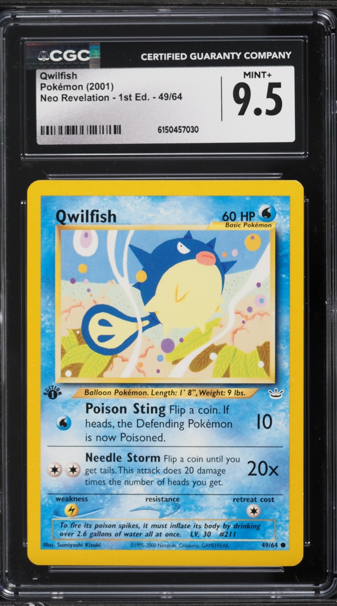 2001 Pokemon Neo Revelation 1st Edition Qwilfish #49 CGC 9.5 MINT+