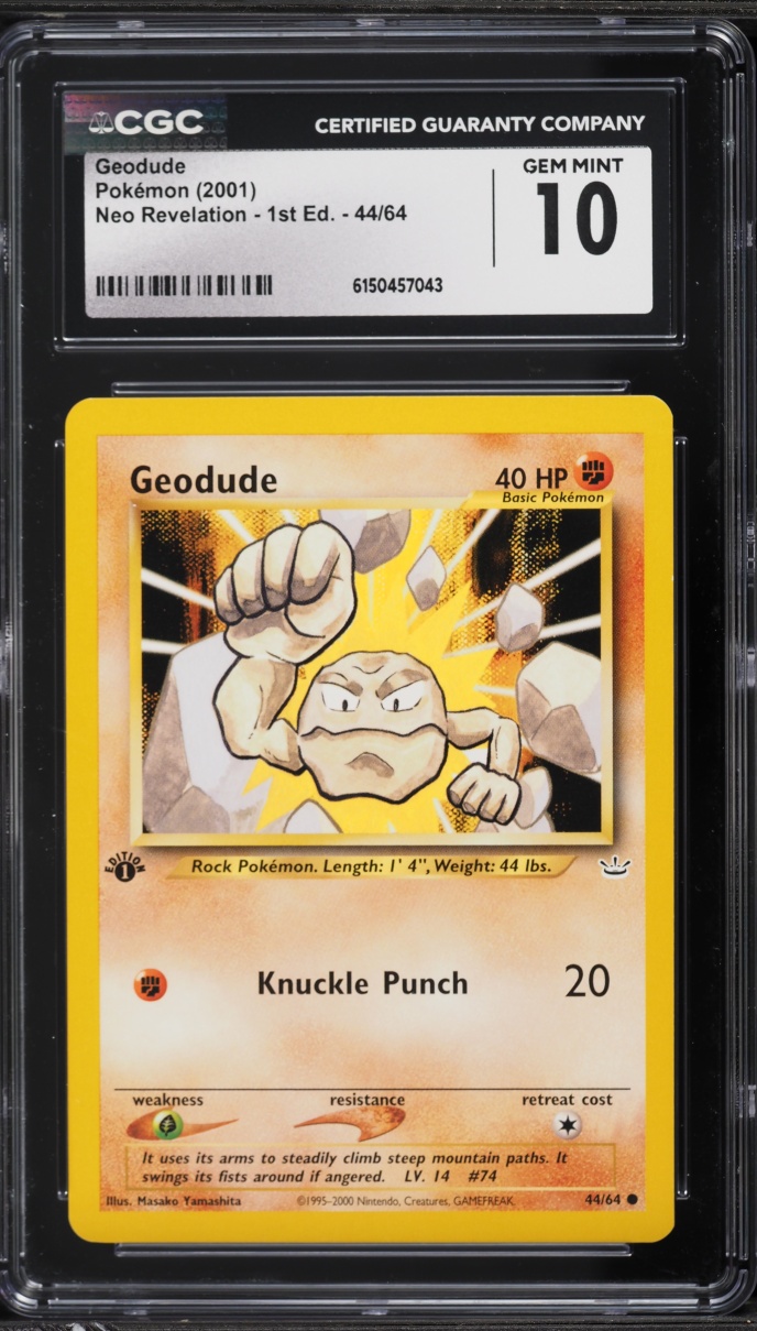 2001 Pokemon Neo Revelation 1st Edition Geodude #44 CGC 10 GEM MINT