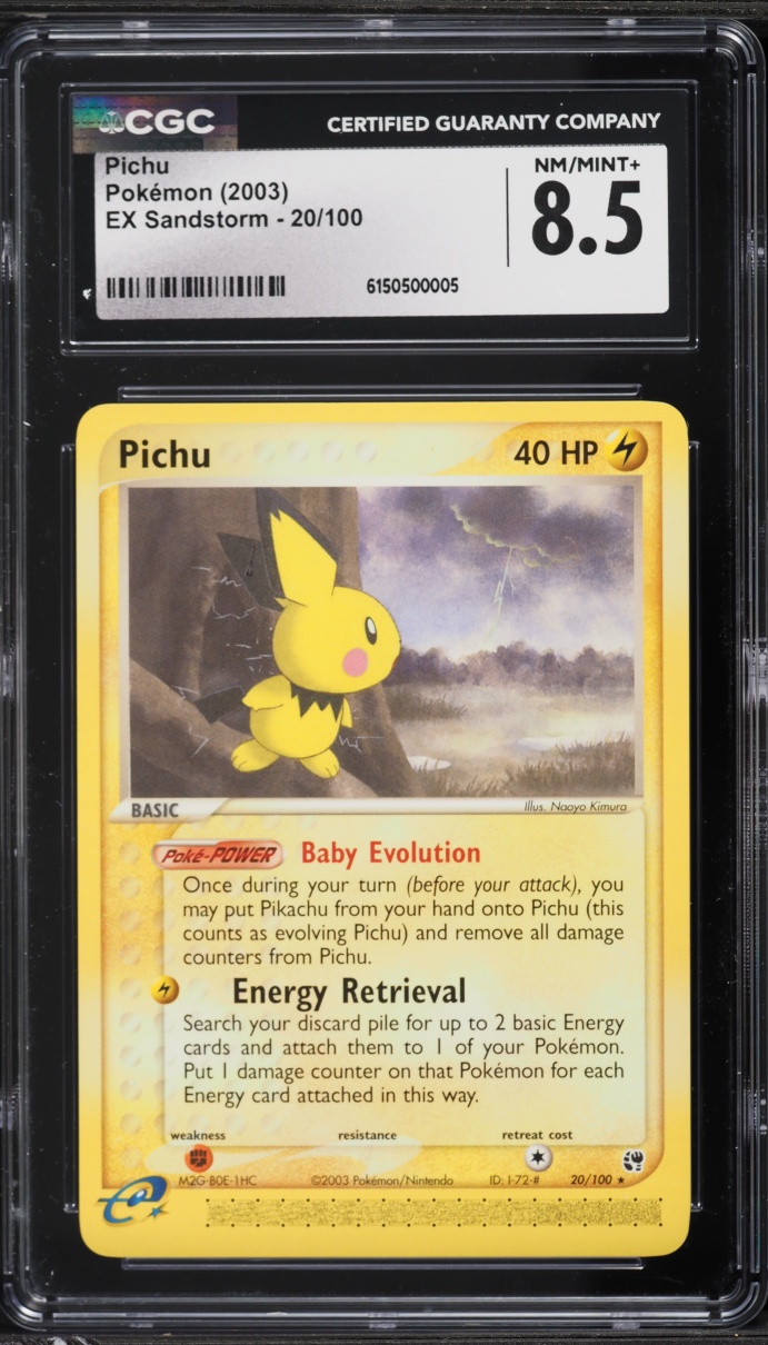 2003 Pokemon EX Sandstorm Pichu #20 CGC 8.5 NM-MT+
