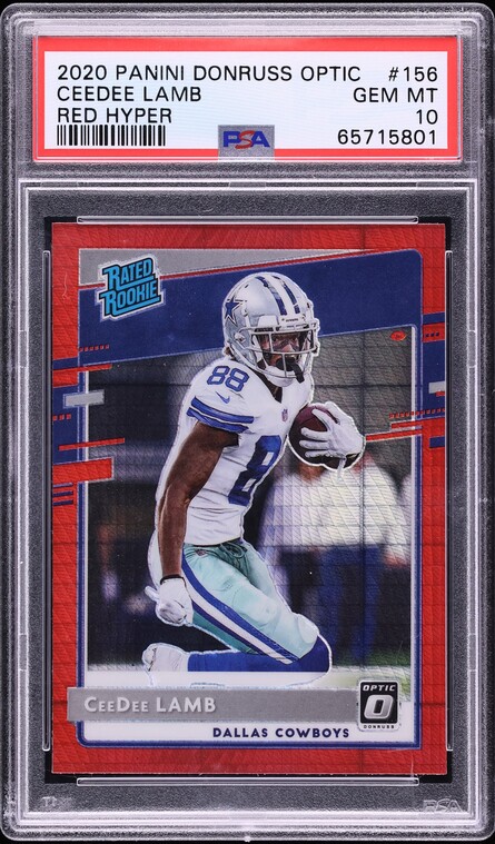 2020 Donruss Optic Red Hyper CeeDee Lamb ROOKIE #156 PSA 10 GEM MINT