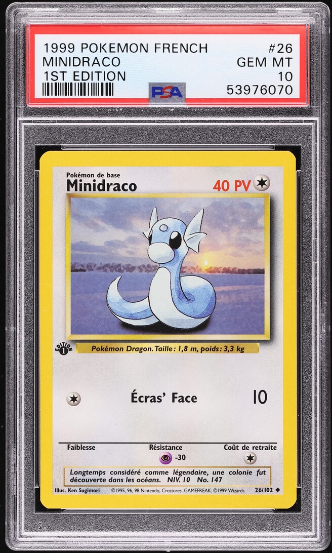 1999 Pokemon French Base Set 1st Edition Dratini #26 PSA 10 GEM MINT