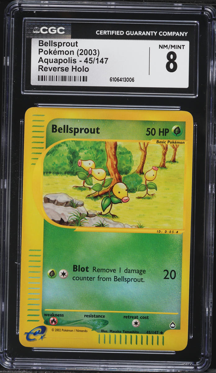 2003 Pokemon Aquapolis Reverse Holo Bellsprout #45 CGC 8 NM-MT