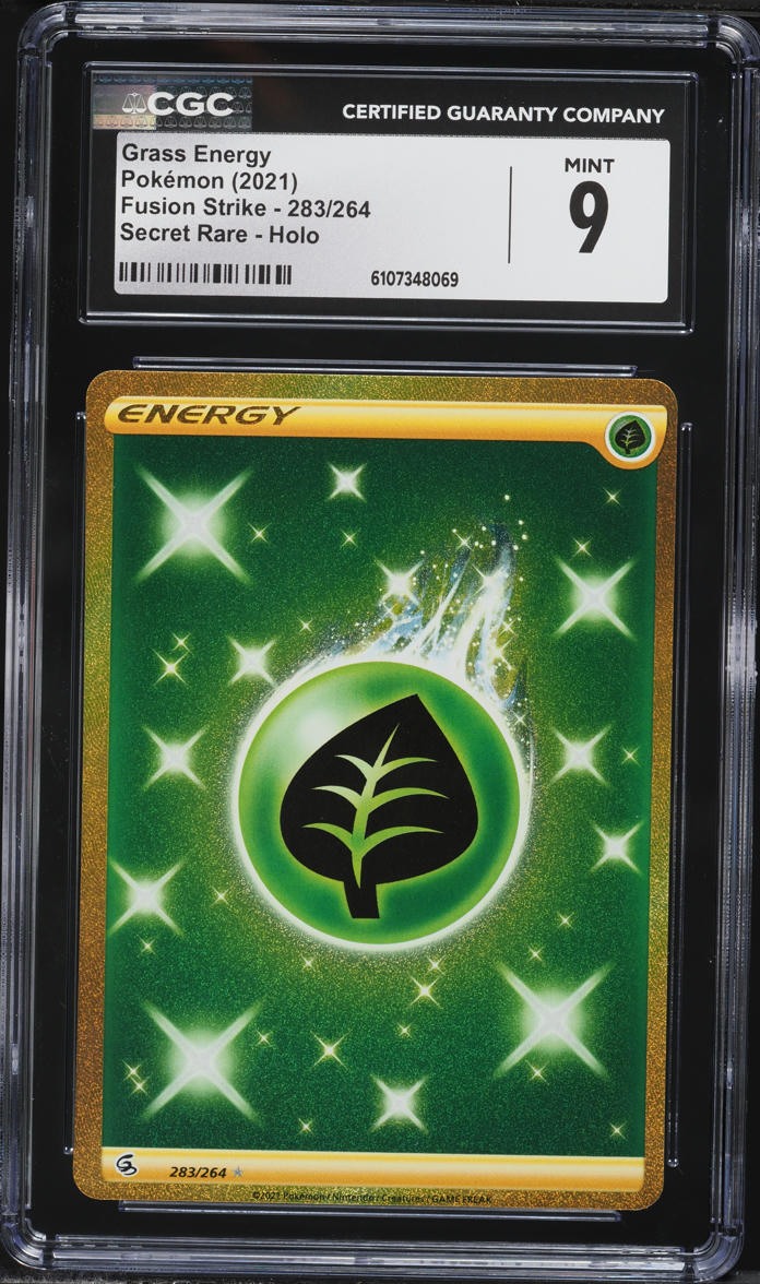 2021 Pokemon Sword & Shield Fusion Strike Gold Rare Grass Energy #283 CGC 9 MINT