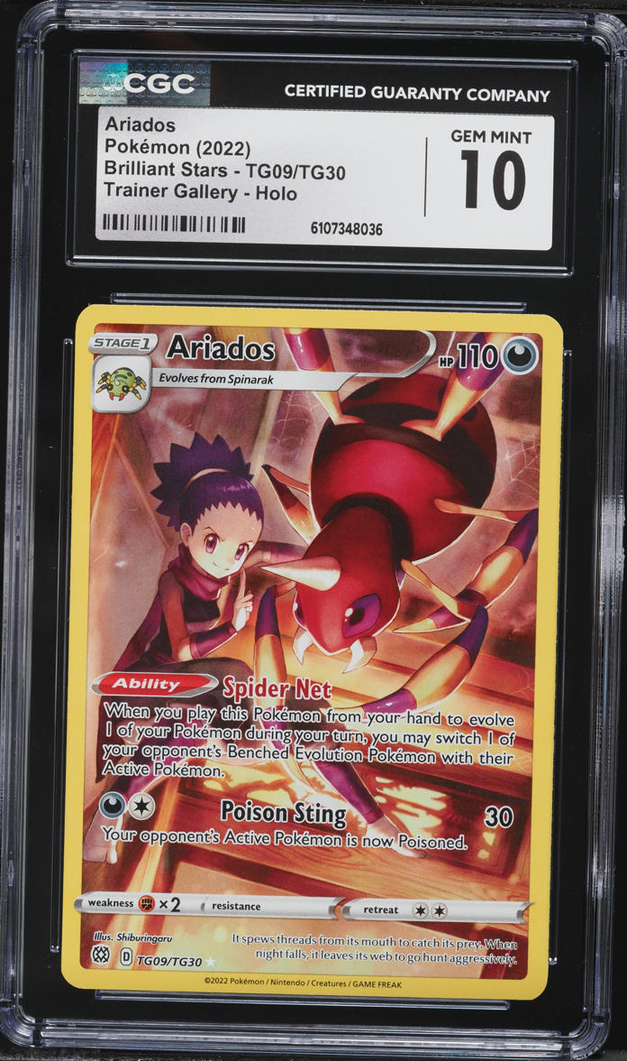 2022 Pokemon Sword & Shield Brilliant Stars CHR Ariados #TG09 CGC 10 GEM MINT