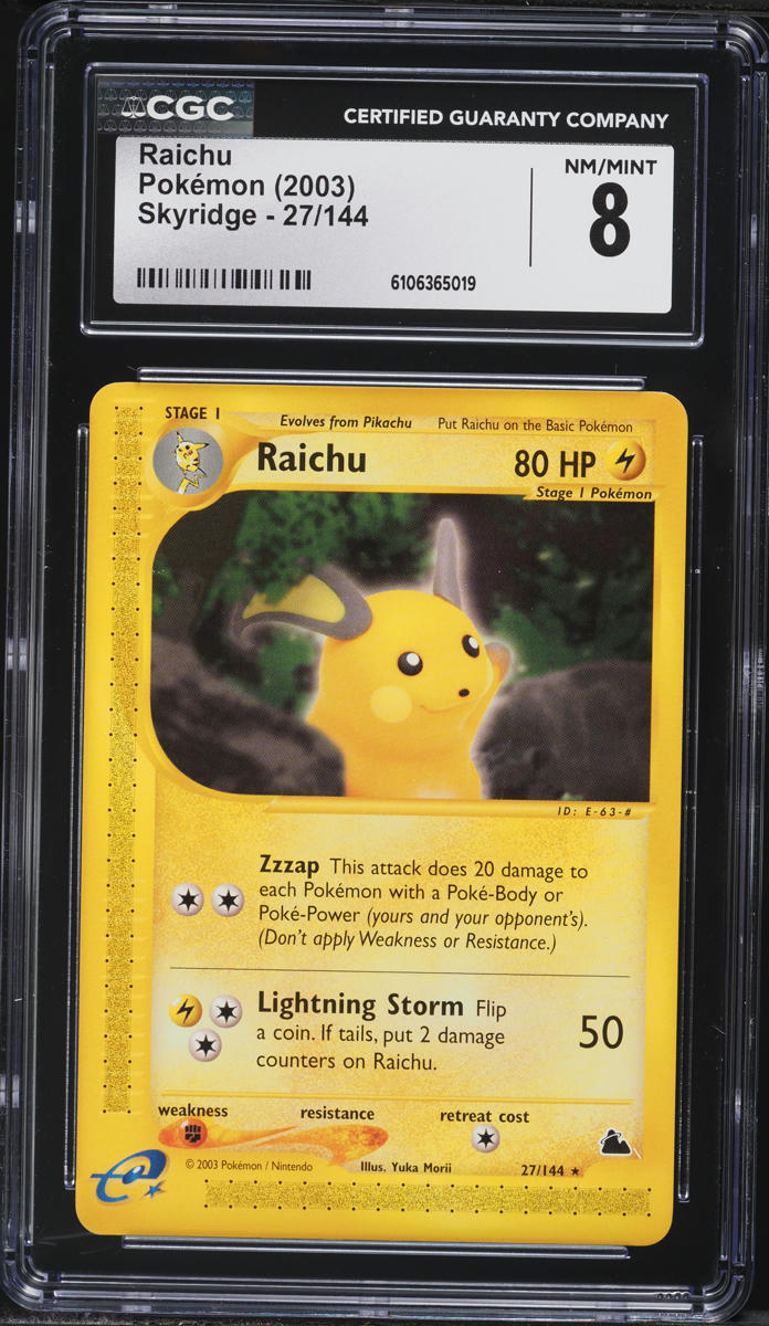 2003 Pokemon Skyridge Raichu #27 CGC 8 NM-MT