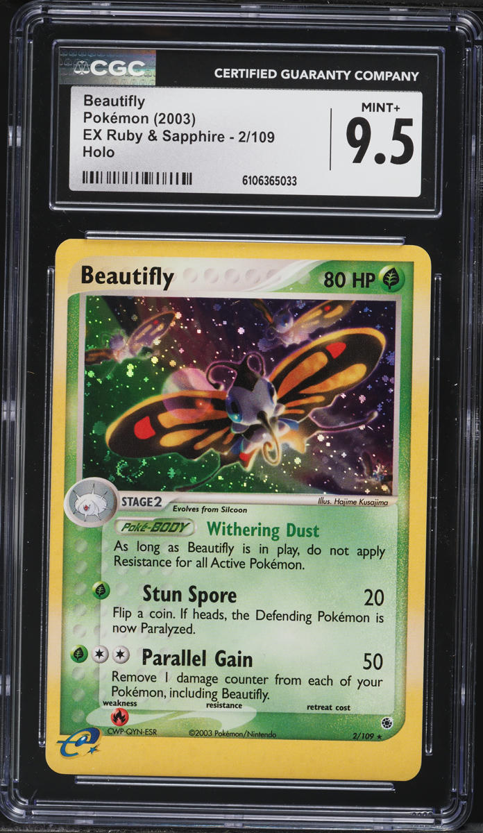 2003 Pokemon EX Ruby & Sapphire Holo Beautifly #2 CGC 9.5 MINT+