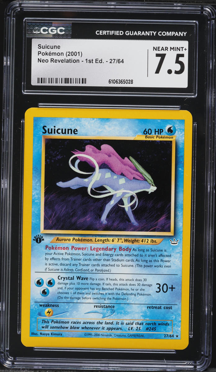 2001 Pokemon Neo Revelation 1st Edition Suicune #27 CGC 7.5 NRMT+