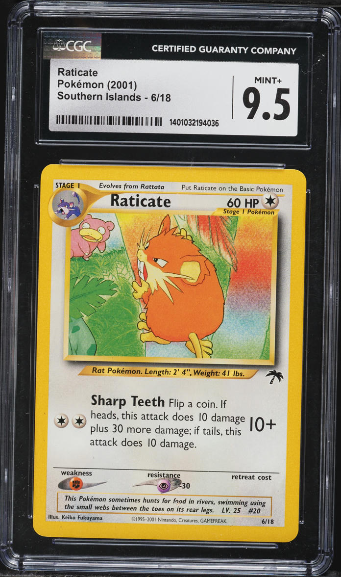 2001 Pokemon Southern Islands Raticate #6 CGC 9.5 MINT+