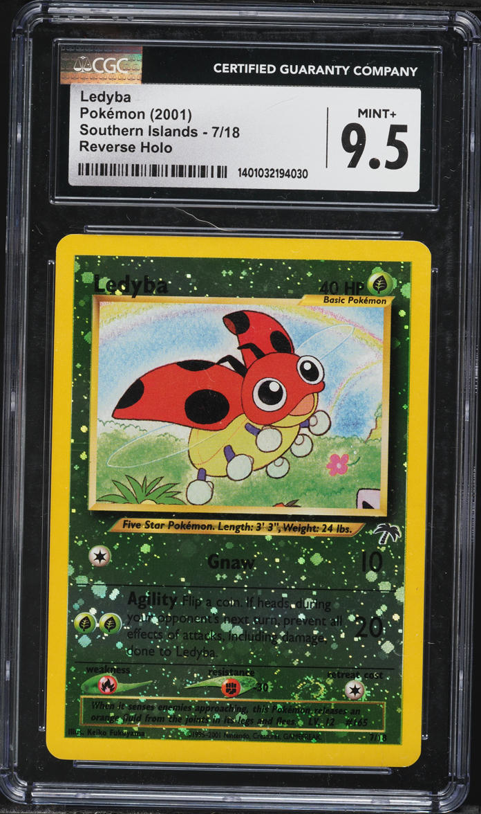 2001 Pokemon Southern Islands Reverse Holo Ledyba #7 CGC 9.5 MINT+