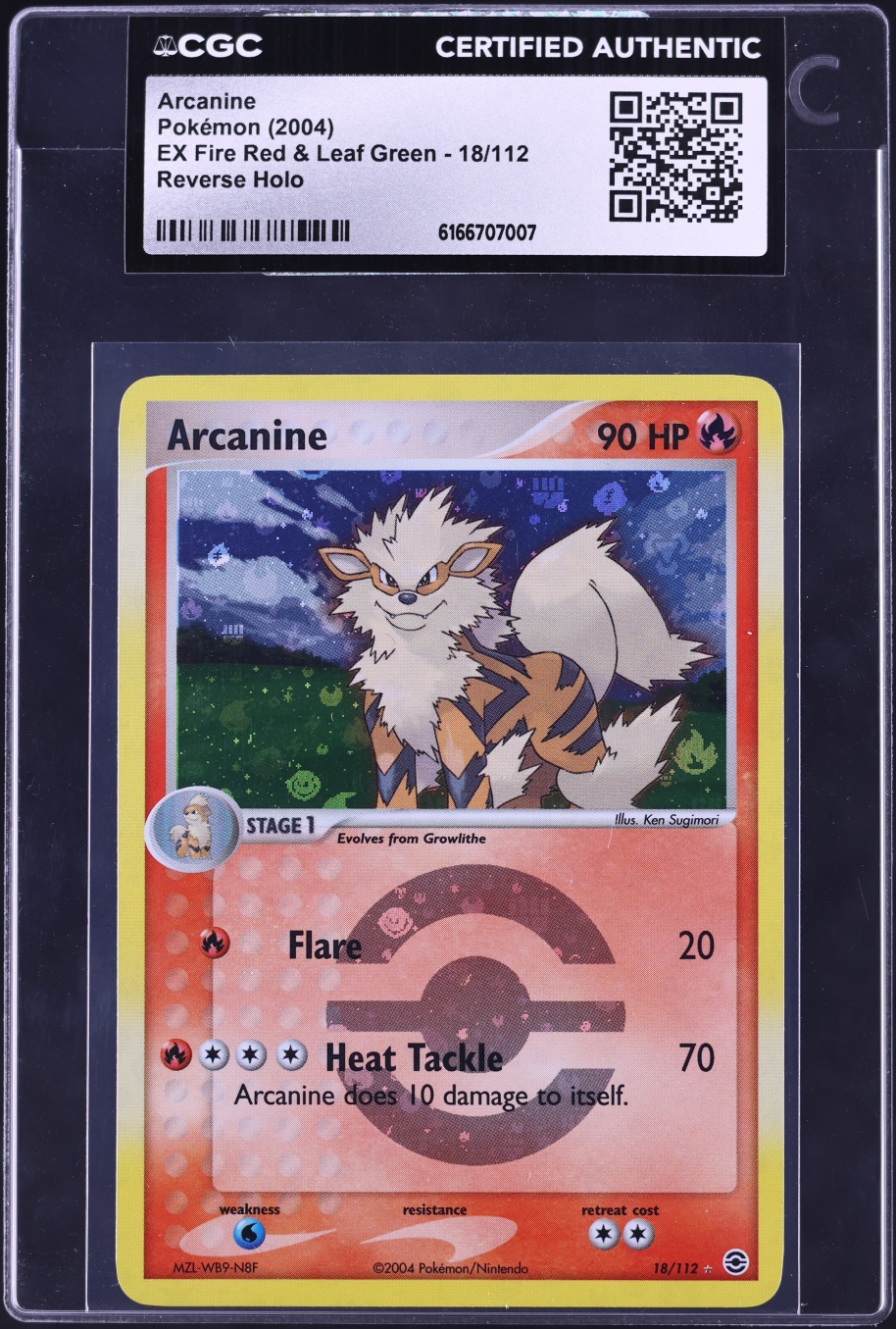 2004 Pokemon EX Fire Red & Leaf Green Reverse Holo Arcanine #18 CGC AUTH