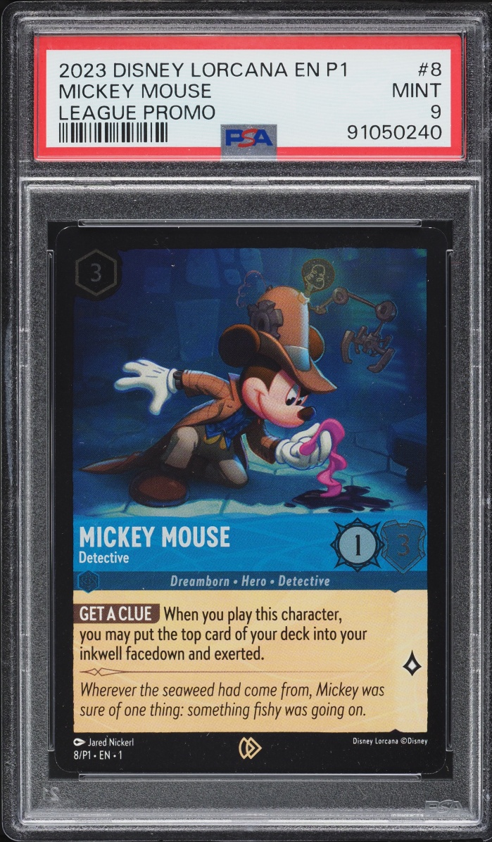 2023 Disney Lorcana League Promo Mickey Mouse Detective #8 PSA 9 MINT
