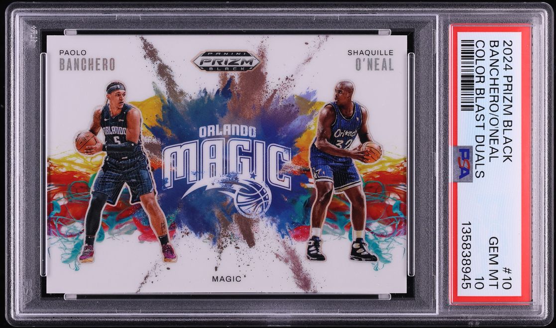 2024 Panini Prizm Black Color Blast Duals Paolo Banchero Shaquille O'Neal #10 PSA 10 GEM MINT