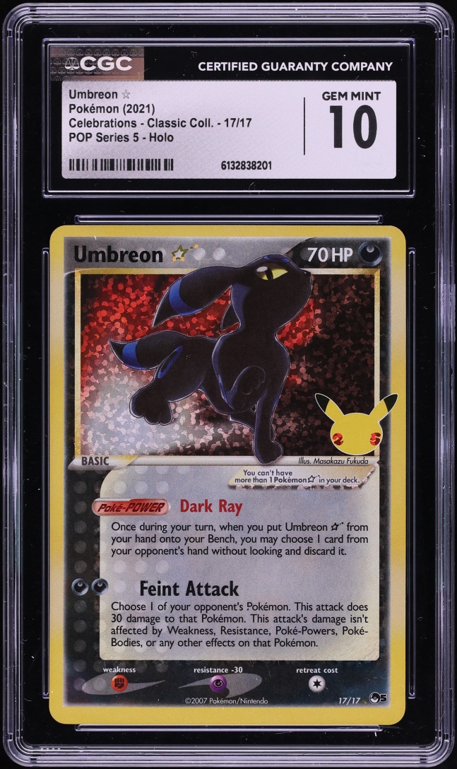 2021 Pokemon Sword & Shield Celebrations Classic Holo Umbreon Gold Star #17 CGC 10 GEM MINT