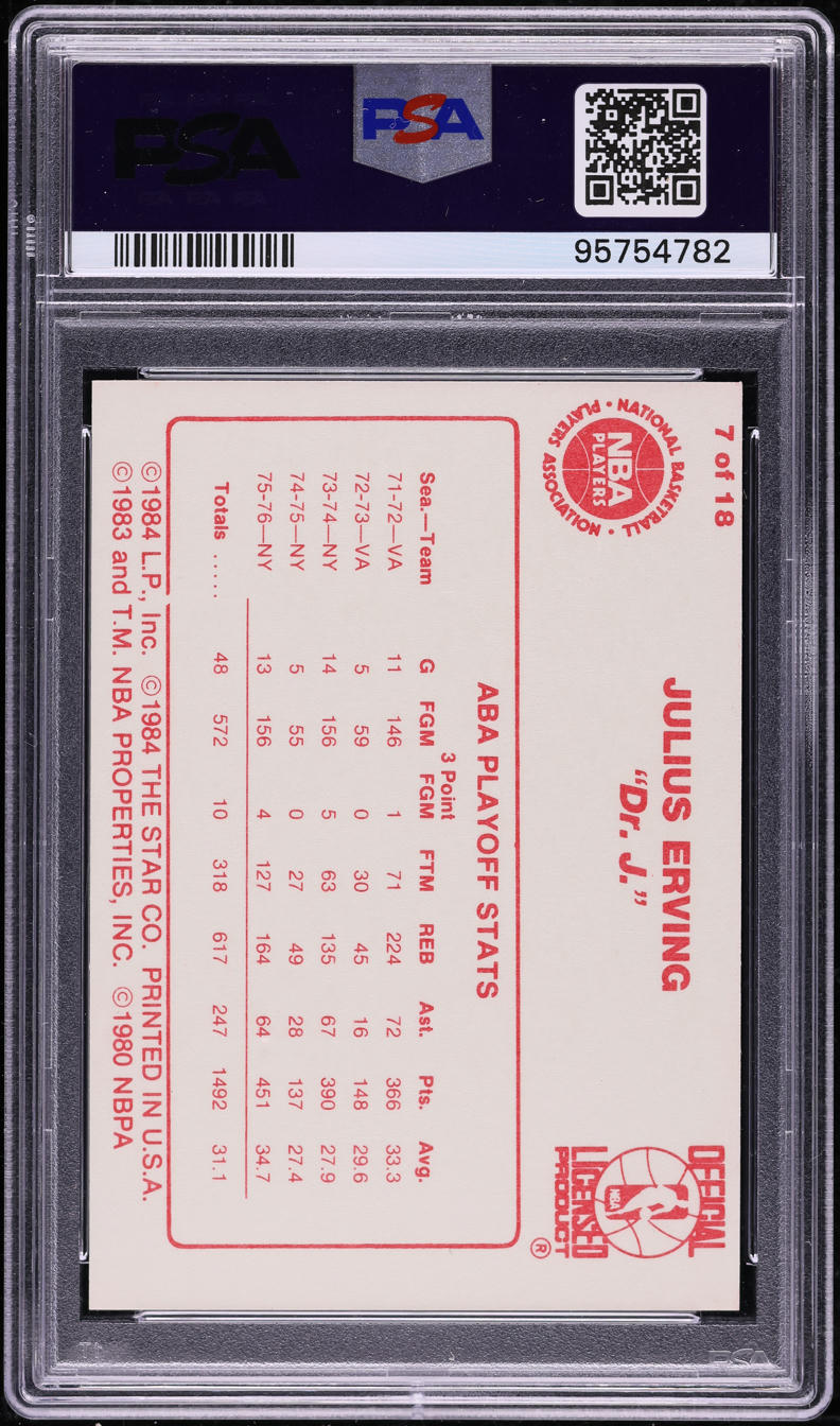 1984 Star Basketball Julius Erving #7 PSA 9 MINT