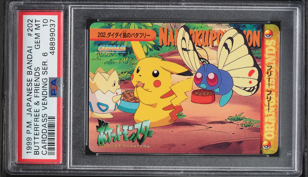 1999 Pokemon Japanese Bandai Carddass Vending Series 6 Butterfree Friends PSA 10 GEM MINT