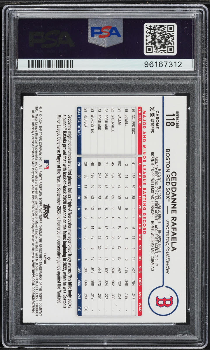 2024 Topps Chrome Refractor Ceddanne Rafaela ROOKIE #118 PSA 10 GEM MINT