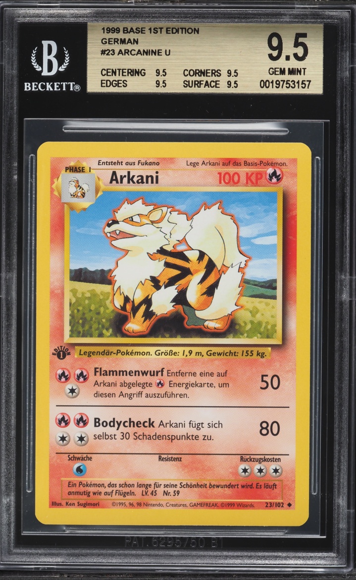 1999 #23 Arcanine BGS 9.5 Pokemon German Base Set 1st Edition