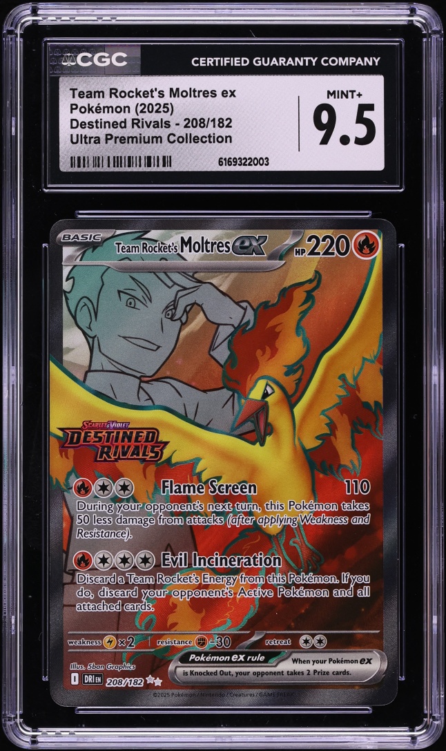 2025 Pokemon SV Destined Rivals Ultra Premium Full Art Team Rocket's Moltres Ex #208 CGC 9.5
