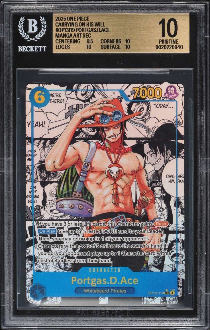 2025 One Piece Carrying On His Will Manga Art SEC Portgas D. Ace #OP13-119 BGS 10 PRISTINE