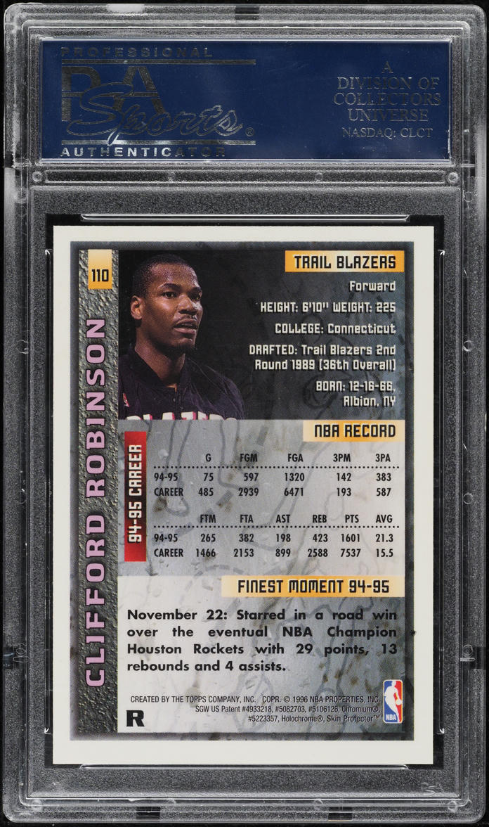 1995 Finest Refractor Clifford Robinson #110 PSA 10 GEM MINT