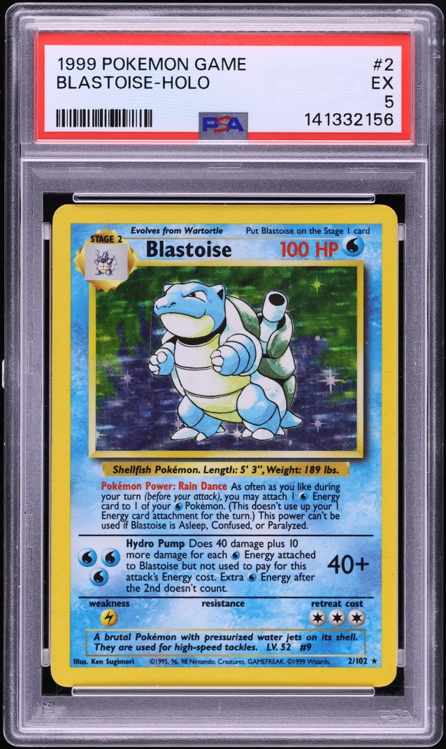 1999 Pokemon Base Set Holo Blastoise #2 PSA 5 EX