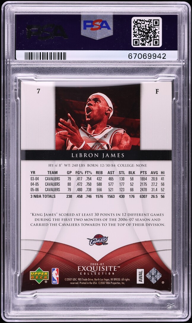 2006 Exquisite Collection LeBron James /225 #7 PSA 7 NRMT