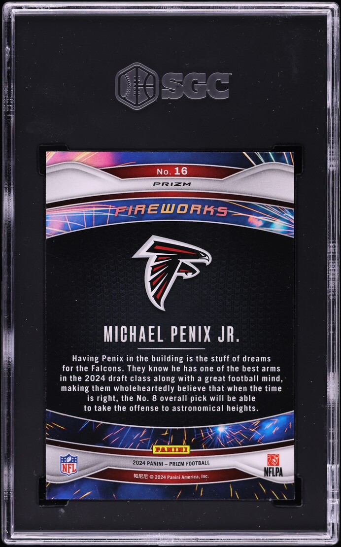 2024 Panini Prizm Fireworks Green Ice Michael Penix Jr. ROOKIE #16 SGC 10 GEM
