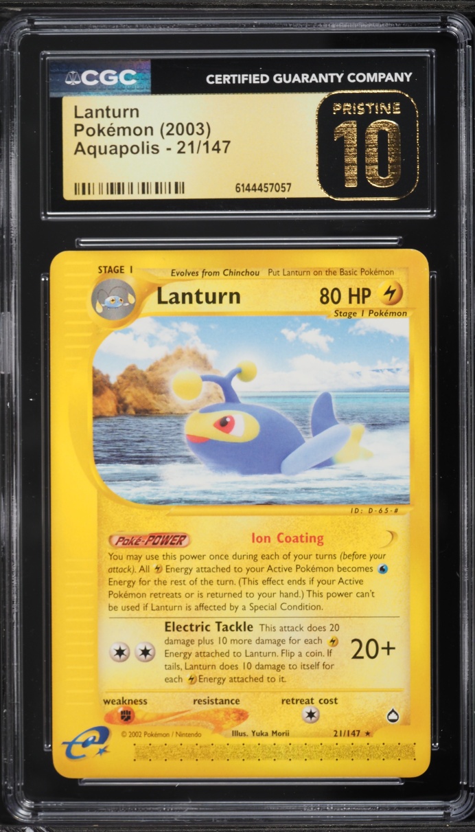 2003 Pokemon Aquapolis Lanturn #21 CGC 10 PRISTINE