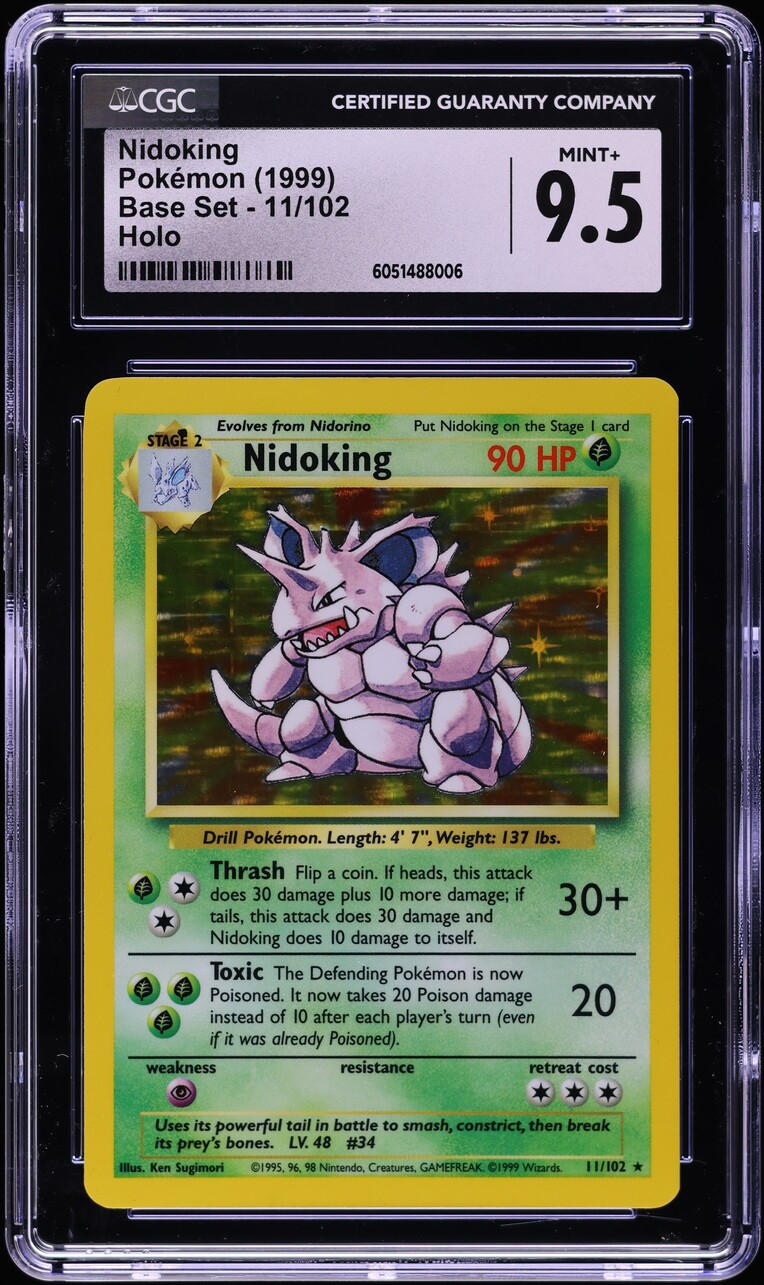 1999 Pokemon Base Set Holo Nidoking #11 CGC 9.5 MINT+ - Main Image