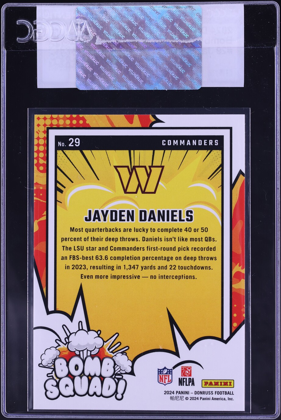 2024 Donruss Bomb Squad! Jayden Daniels ROOKIE #29 CGC AUTH