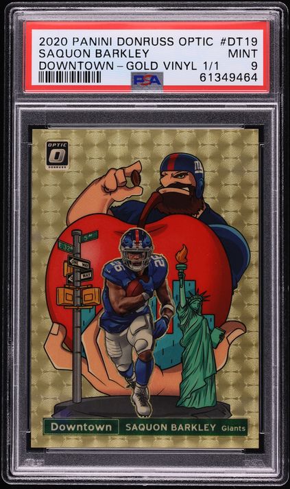 2020 Donruss Optic Downtown Gold Vinyl Saquon Barkley 1/1 #DT-19 PSA 9 MINT
