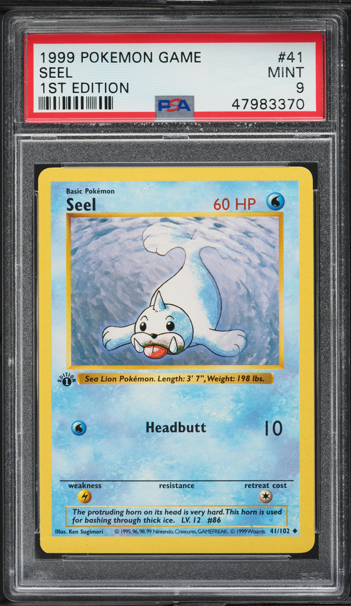 1999 Pokemon Base Set Shadowless 1st Edition Seel #41 PSA 9 MINT