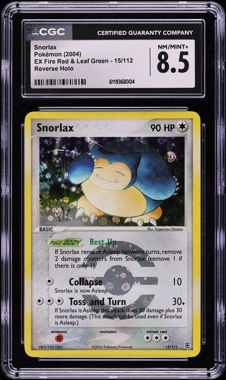 2002 Pokemon Legendary Collection Reverse Holo Snorlax #64 CGC