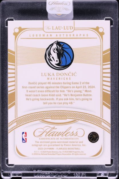 2023 Panini Flawless Platinum Luka Doncic NBA LOGOMAN PATCH AUTO 1/1 #LAU-LUD