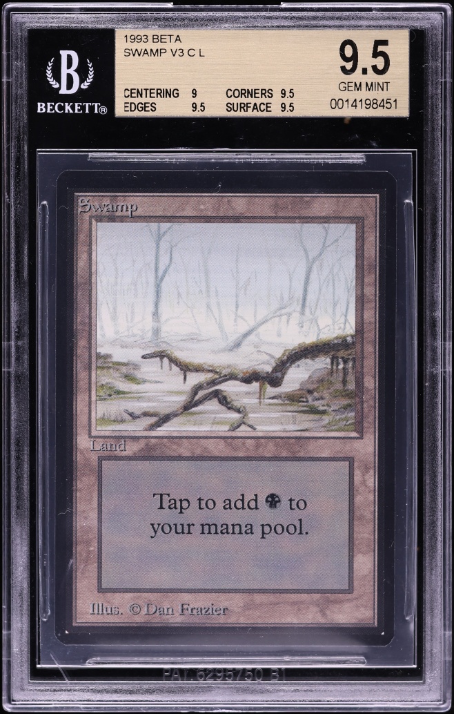 1993 Magic The Gathering MTG Beta Swamp BGS 9.5 GEM MINT