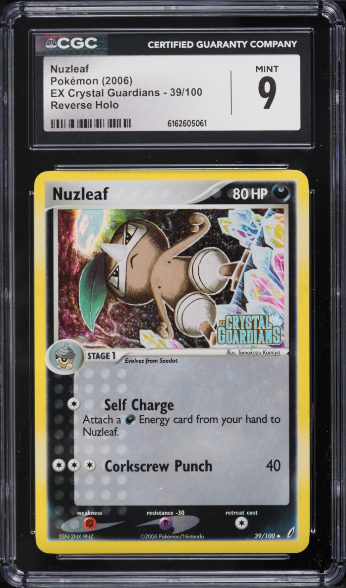 2006 Pokemon EX Crystal Guardians Reverse Holo Nuzleaf #39 CGC 9 MINT