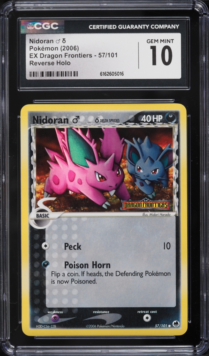 2006 Pokemon EX Dragon Frontiers Reverse Holo Nidoran #57 CGC 10 GEM MINT